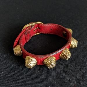 Balenciaga Red Giant Stud Brass Bracelet / Size S